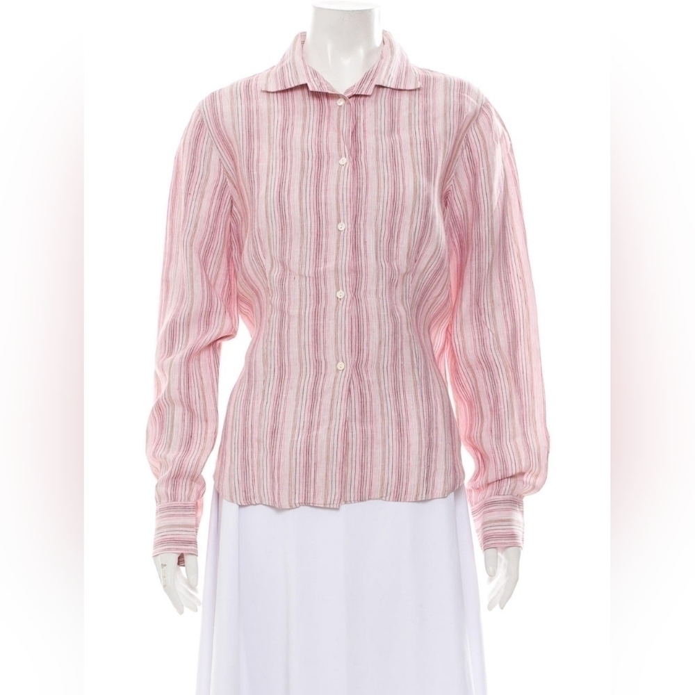LORO PIANA Striped Linen Top Size: EU 50​​​